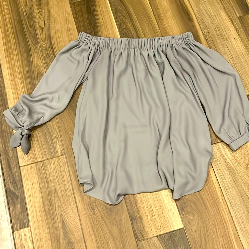 Off the shoulder gray top